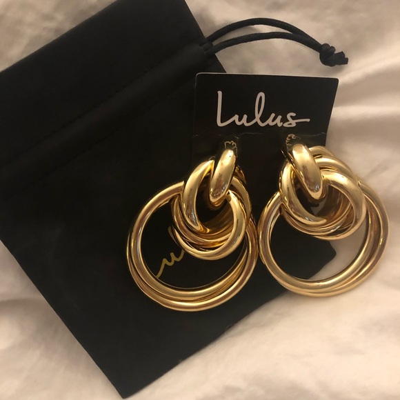 Lulus Jewelry - Gold Knot Hang Statement Earrings